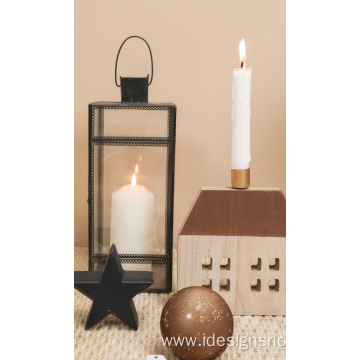Wood House Taper Candle Holder